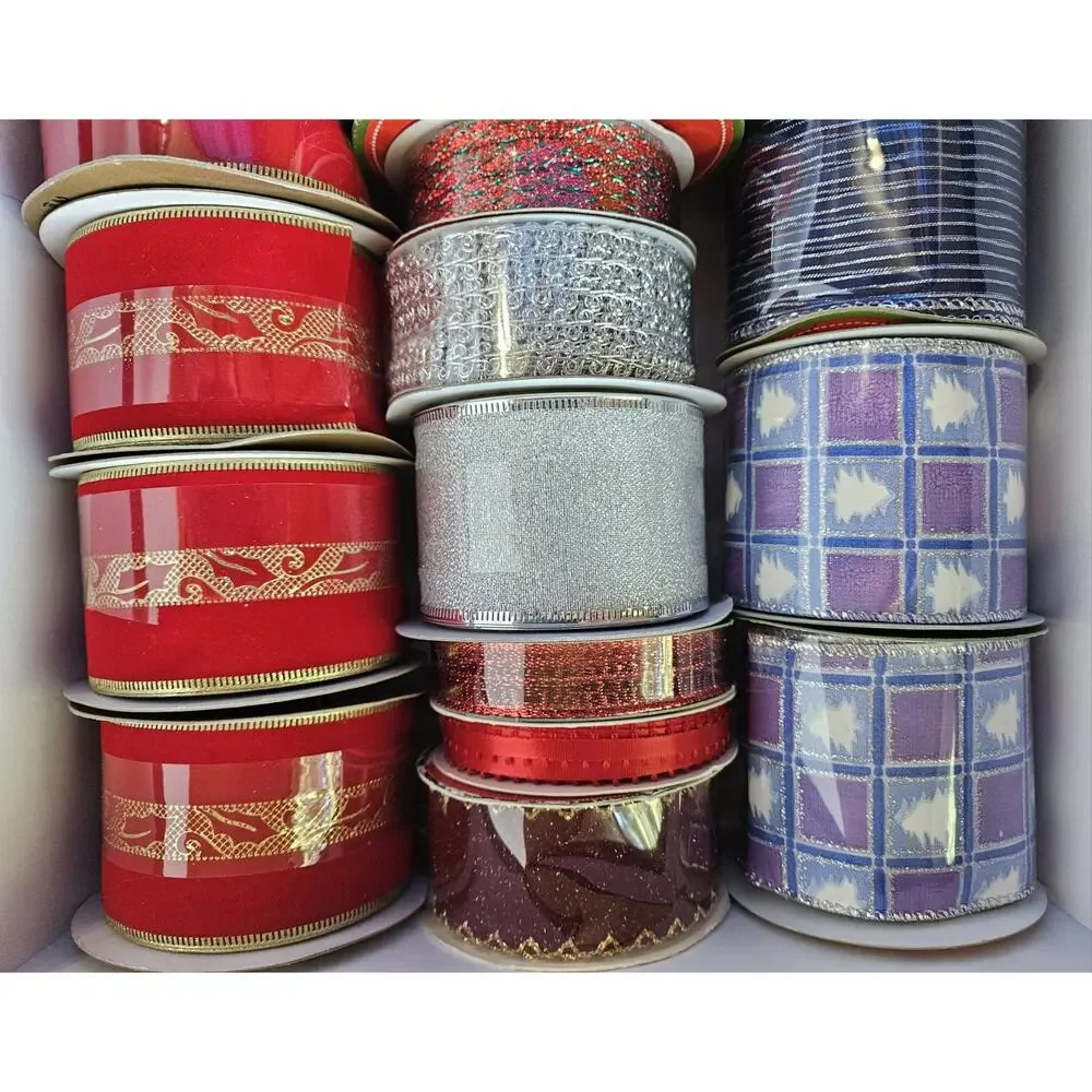 Lot #3 Holiday Ribbon 20 Spools 180+ Total Feet Premium Crafts Gifts Wreaths NEW